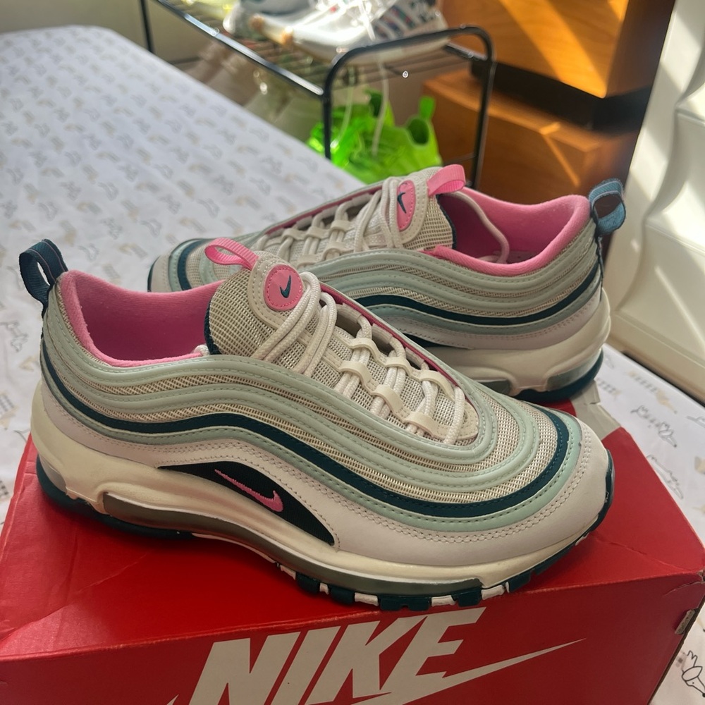 Nike Women's Air Max 97 - White, Pink, and Teal